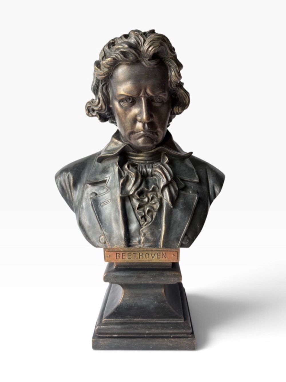 Vintage Ludwig Van Beethoven Music Composer Bronzed Resin Large Bust Statue 18”